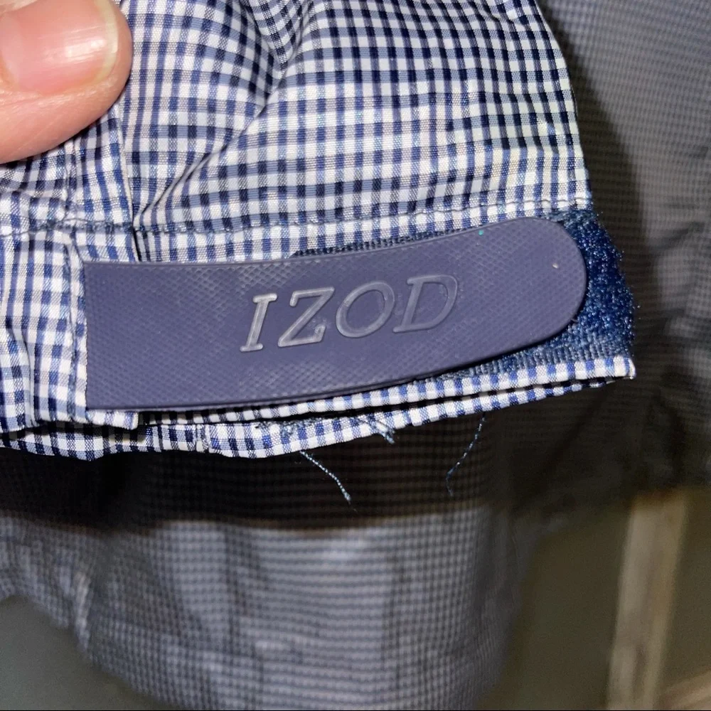 Izod windbreaker gingham blu/white size XL